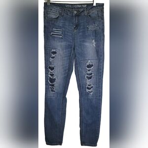 Vintage Vanilla Star 90'S Retro 9 Mid Rise Skinny  Denim Jeans Ripped Punk